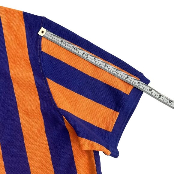 Rowing Blazers Mens Pique Striped Polo Orange Purple Size L NWT Preppy Eclectic - Picture 12 of 12